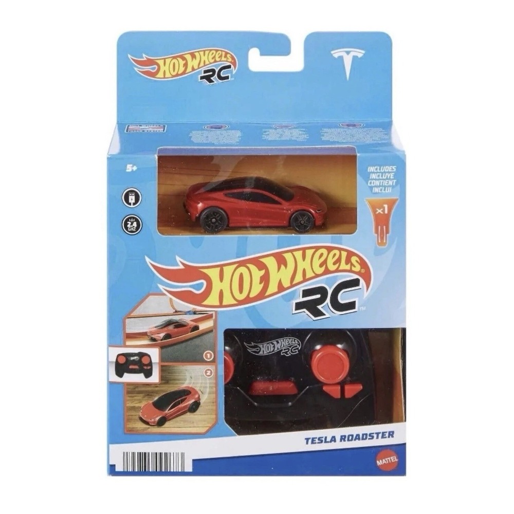 Hot Wheels Tesla Roadster RC Kids 1:64 Red Remote Control Track Compatible